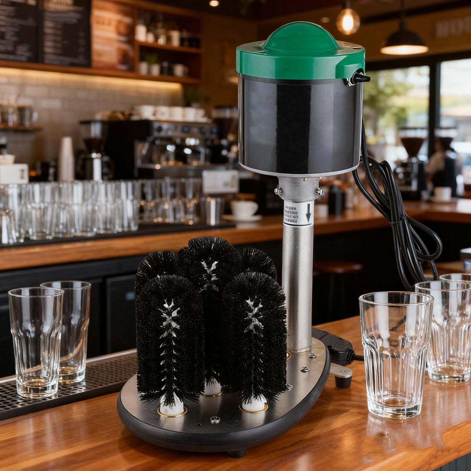 MObyat Lavavasos Eléctrico, Máquina Limpiadora De Copas De Vino con 5 Cabezales, 600 Tazas/h, Limpieza 360° Sin Ángulos Muertos, Diseño Silencioso E Impermeable, para Cafeterías, Restaurantes