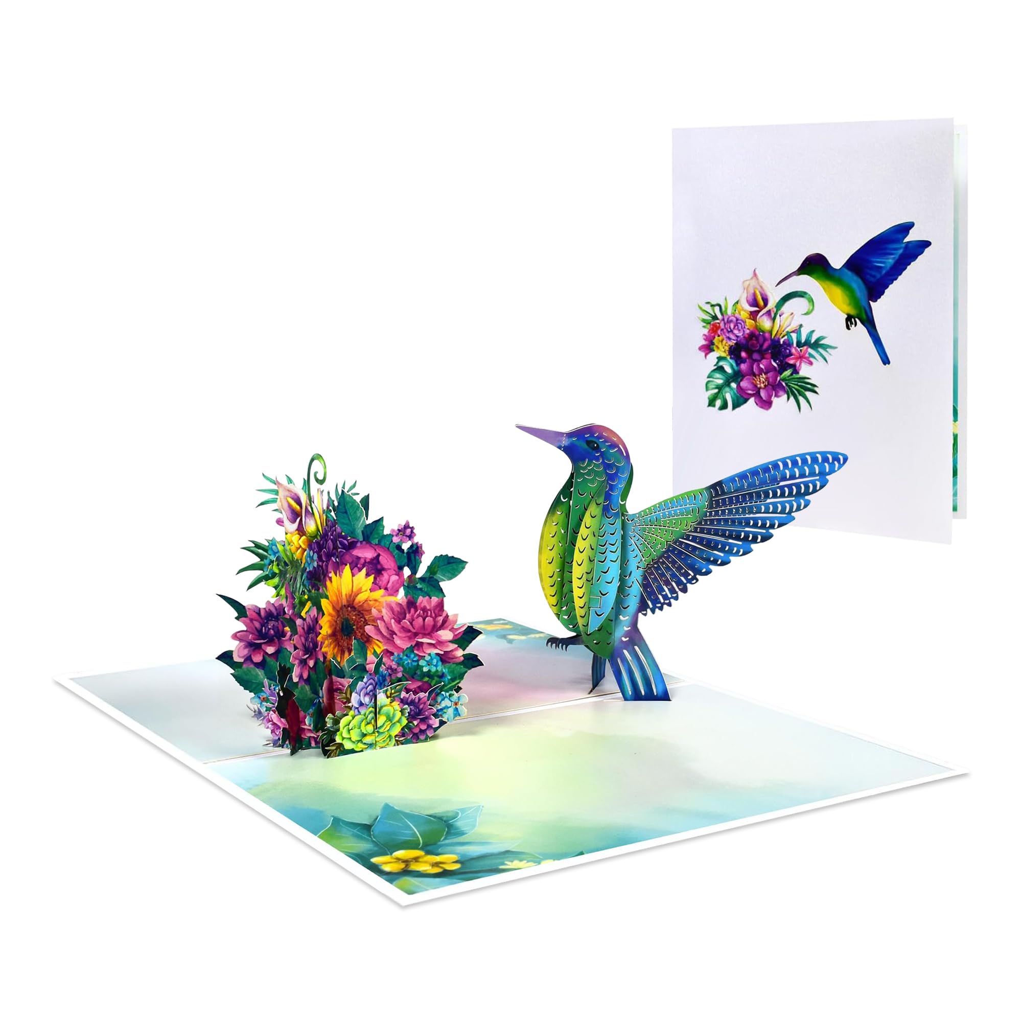 3D Hummingbird Pop Up Cards: Unique Handmade Pop Up Flower Bouquet Gift Cards for Appreciation for Teacher/Graduation for Friends/Birthday for Flower and Bird Lovers/Father's Day for Father