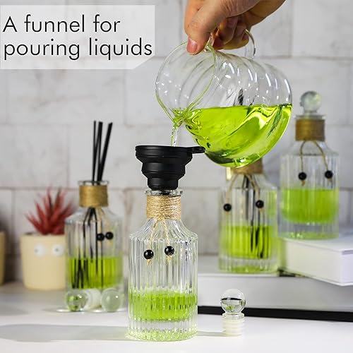 Miniatura 5 de Juego de 4 botellas difusoras de vidrio de 8 onzas  8.5 fl oz, juego de 4 botellas vacías difusoras de vidrio de aceite esencial con tapones y