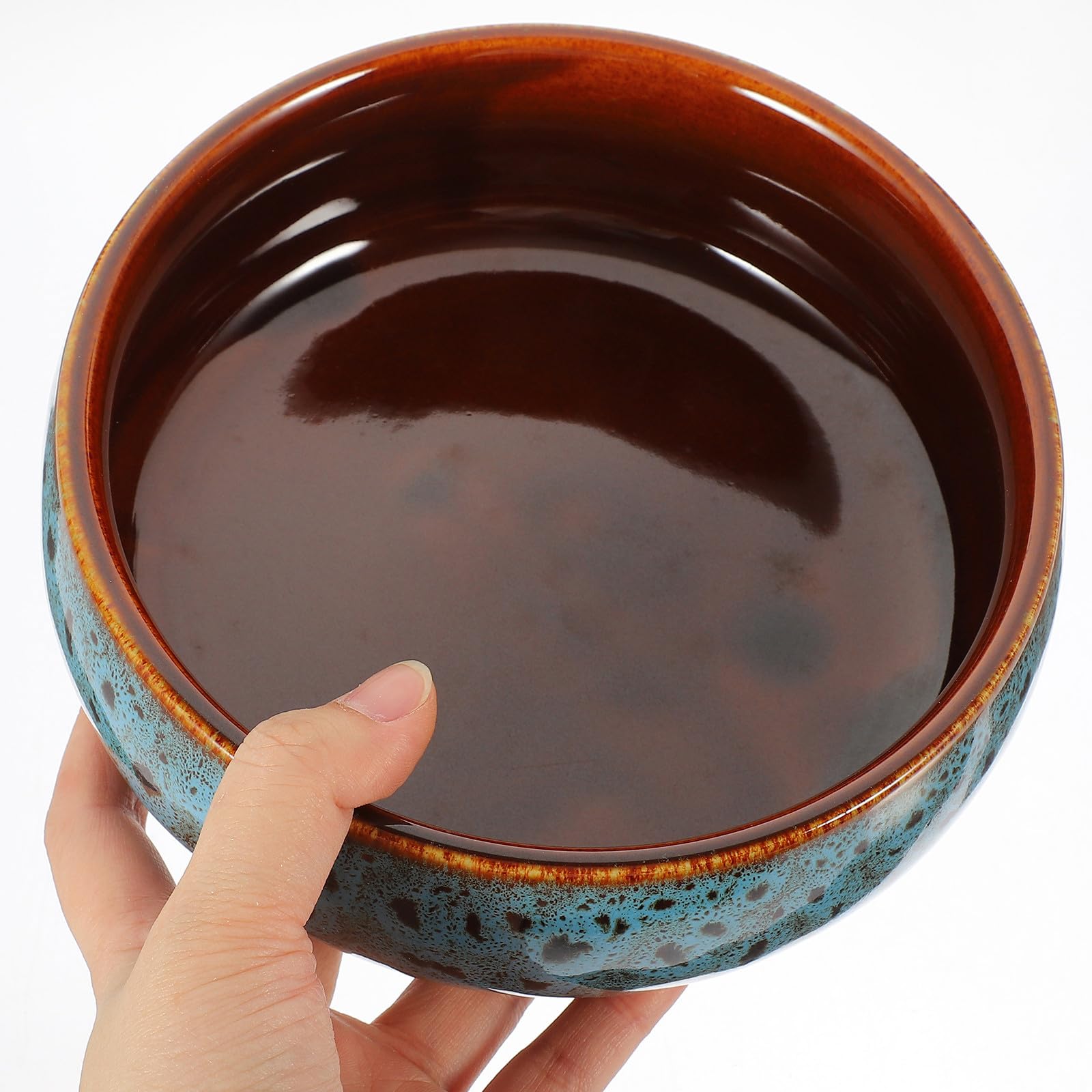 Hemobllo Lot de 2 Pots de Fleurs en Céramique Ronde sans Trou pour Culture Hydroponique, Design Créatif Terre pour Décoration Intérieure et Nénuphars