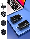 Type C Chargeur charge rapide, 2 Pack chargeur rapide adaptatif USB C Bloc chargeur mural pour téléphone Android avec câble de recharge 6FT+6FT+1.5FT pour Samsung Galaxy S21/S21+/S 21 Ultra/S20/S10+/ S10e/S9/S8/Note 8/9/10