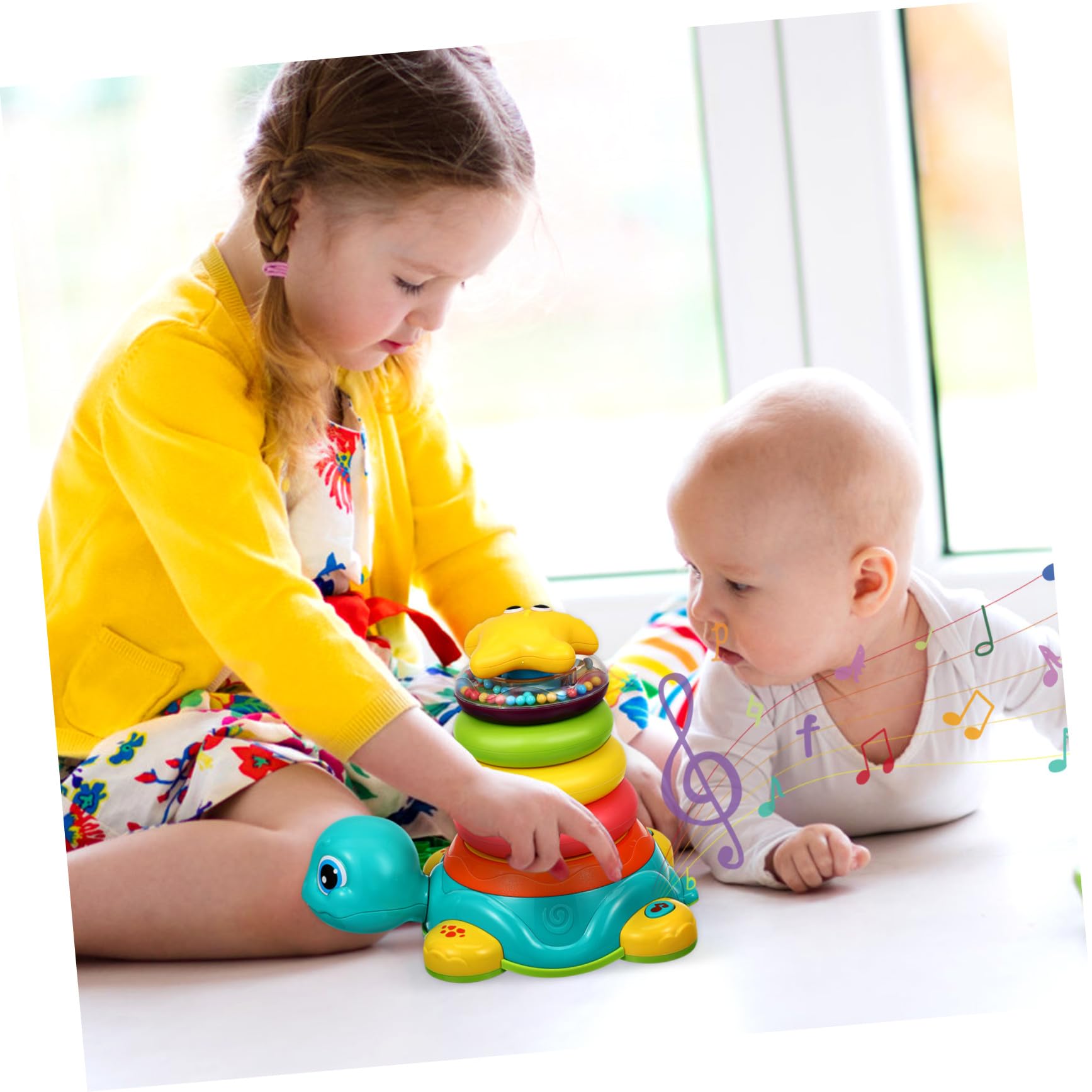 iplusmile Gioco Impilabile Tartaruga per Bambini Musica e Luci, in Plastica Sicura, per Casa e Viaggi, Sviluppo Sensoriale e Motorio per Famiglie
