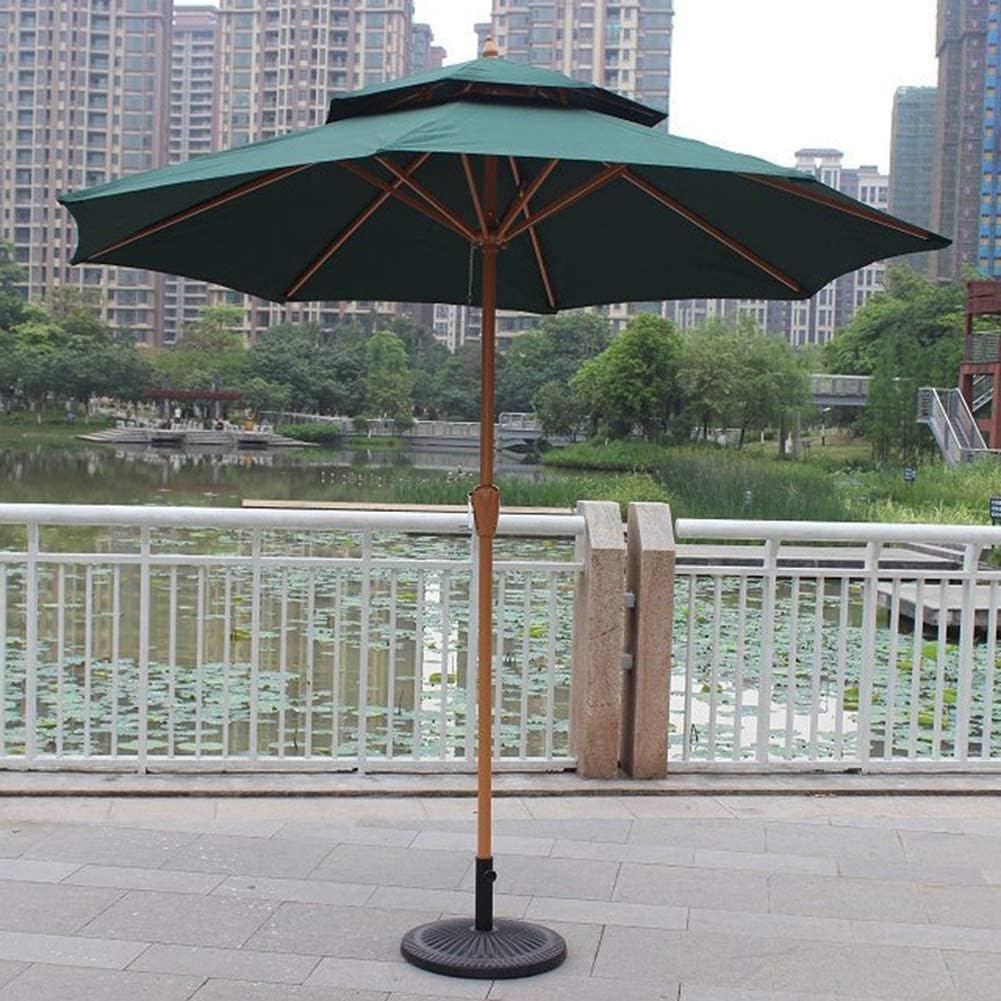 Umbrellas 9ft / 270cm Double Top Garden Patio Umbrella with Crank Handle, Sun Shade Waterproof Protection for Terrace, Balcony, Pool, Beach (Color : Dark green) (Dargreen)