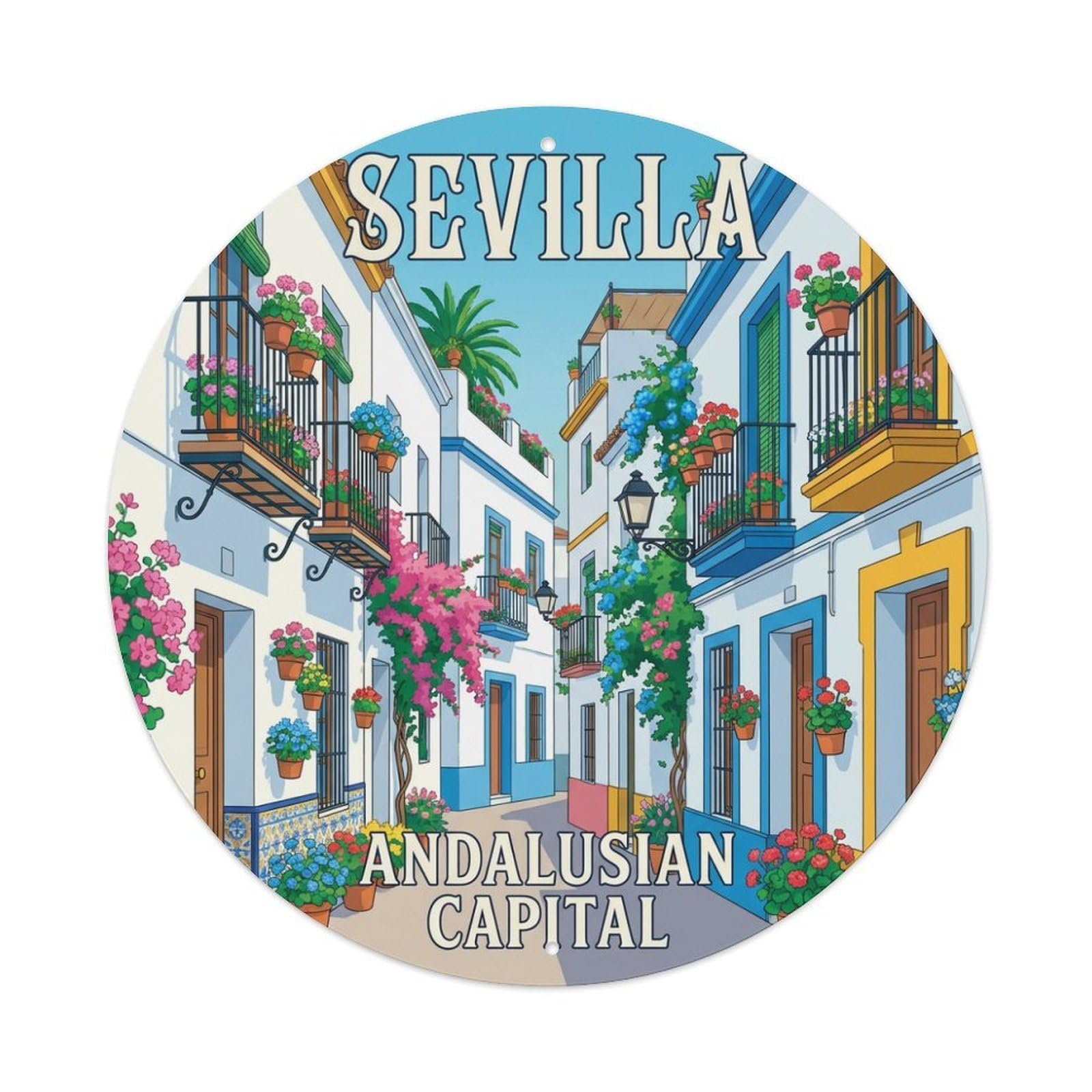 Metal Tin Sign Vintage Travel Spain Seville