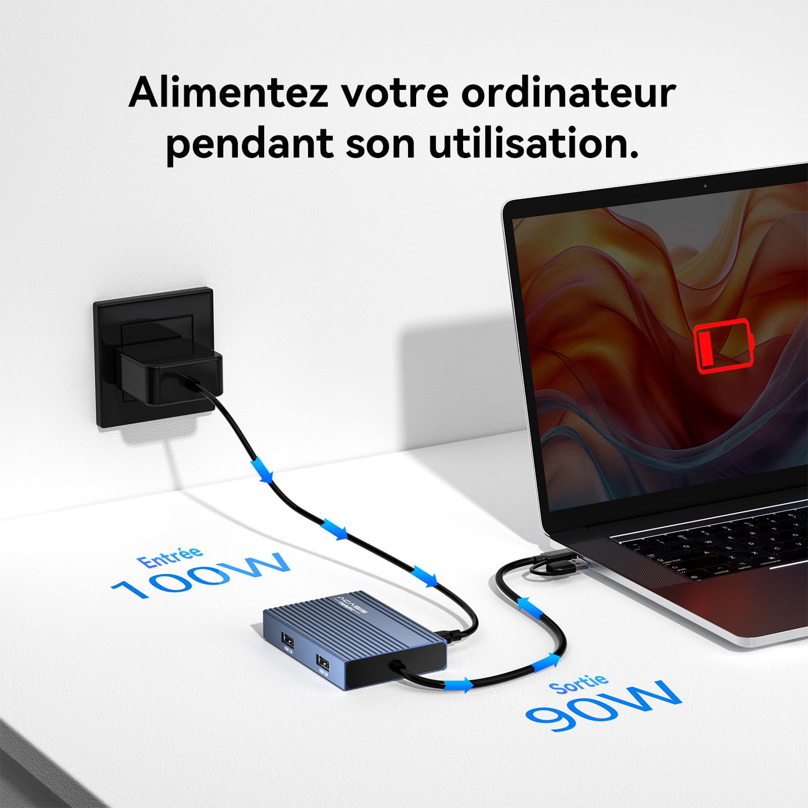 Acasis Adaptateur DisplayLink USB C vers Double HDMI, 2 HDMI, 100 W PD Charging, Station d'accueil DisplayLink pour Apple Mac M1/M2/M3/M4/Macbook Pro/Air/Neo, Adaptateur USB A/C vers Double Moniteur