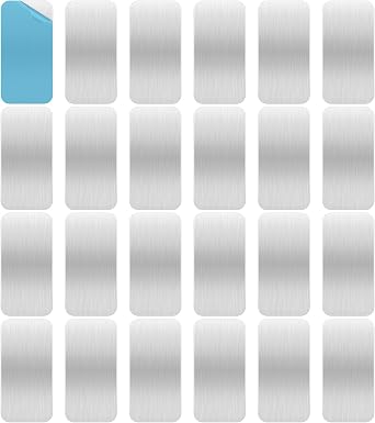 24 Pack Adhesive Metal Plates for Magnetic Mount, 2.3x1.1in Metal Strips for Magnets, Rectangular Steel Sheets for Non-Steel Vents 0.02 in
