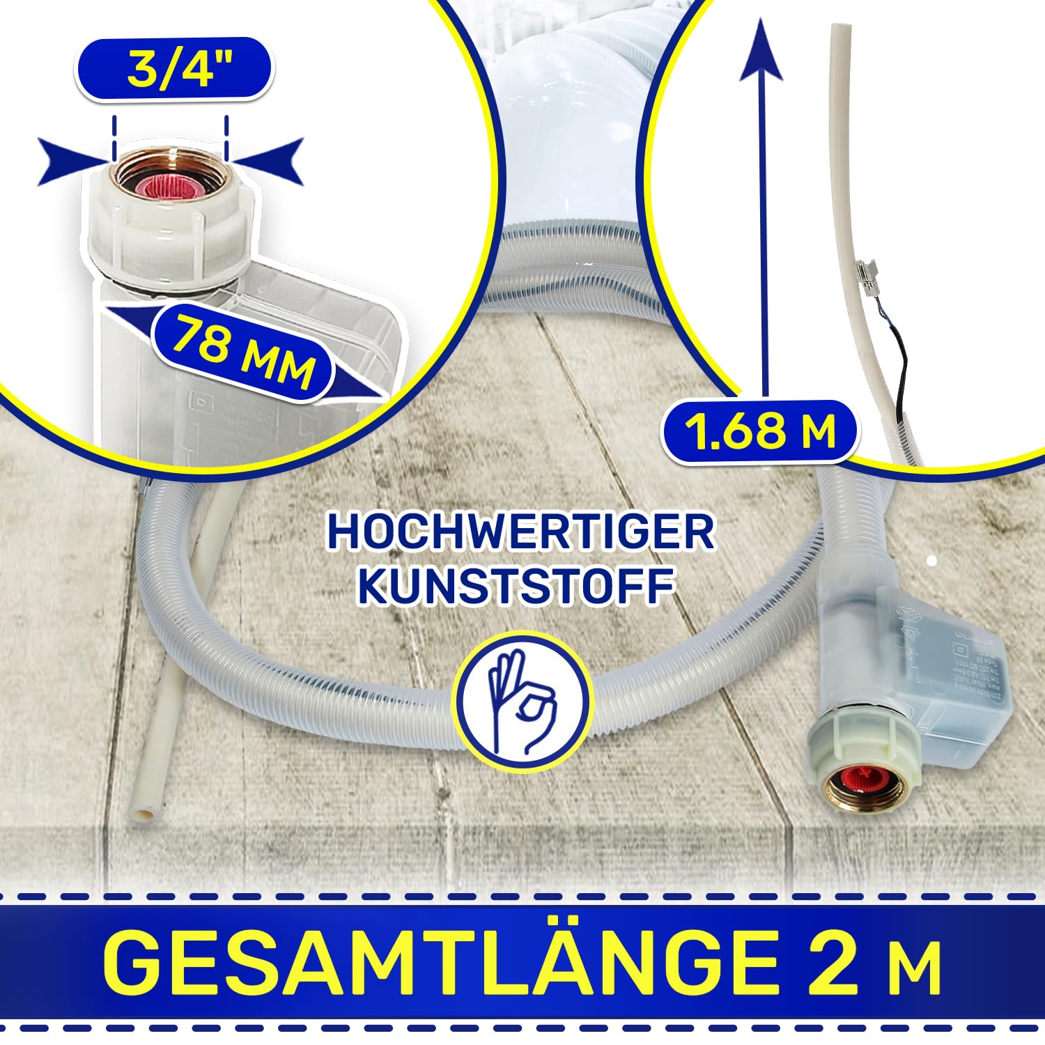 Aquastop Schlauch Spülmaschine 00668113 für Siemens für Bosch für Balay | für Constructa für Neff für Küppersbusch Geschirrspüler - Garantie 10 Jahre - MONTERAL