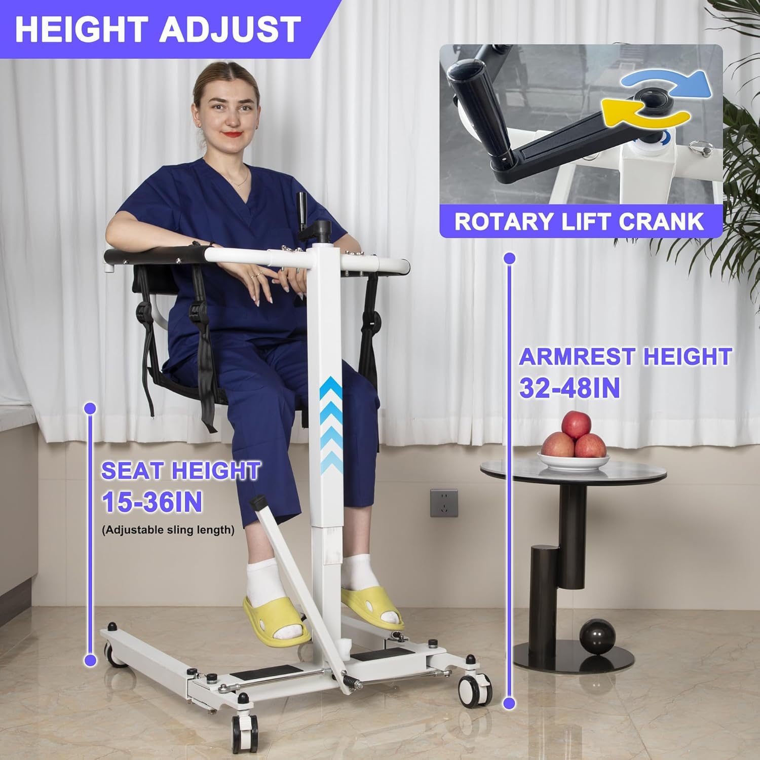 Patient Lift Transfer Chair Foldable Patient Lift for Home, Portable Patient Lift Wheelchair for Car, Easy Wheelchair to Car Transfers, Patient Lift Aid (Manual Patient Lift Transfer Chair)