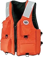 Mustang Survival Classic Industrial Vest: USCG Type III Approved, SOLAS Reflective Tape, 4 Pockets & D-Rings - Orange Small