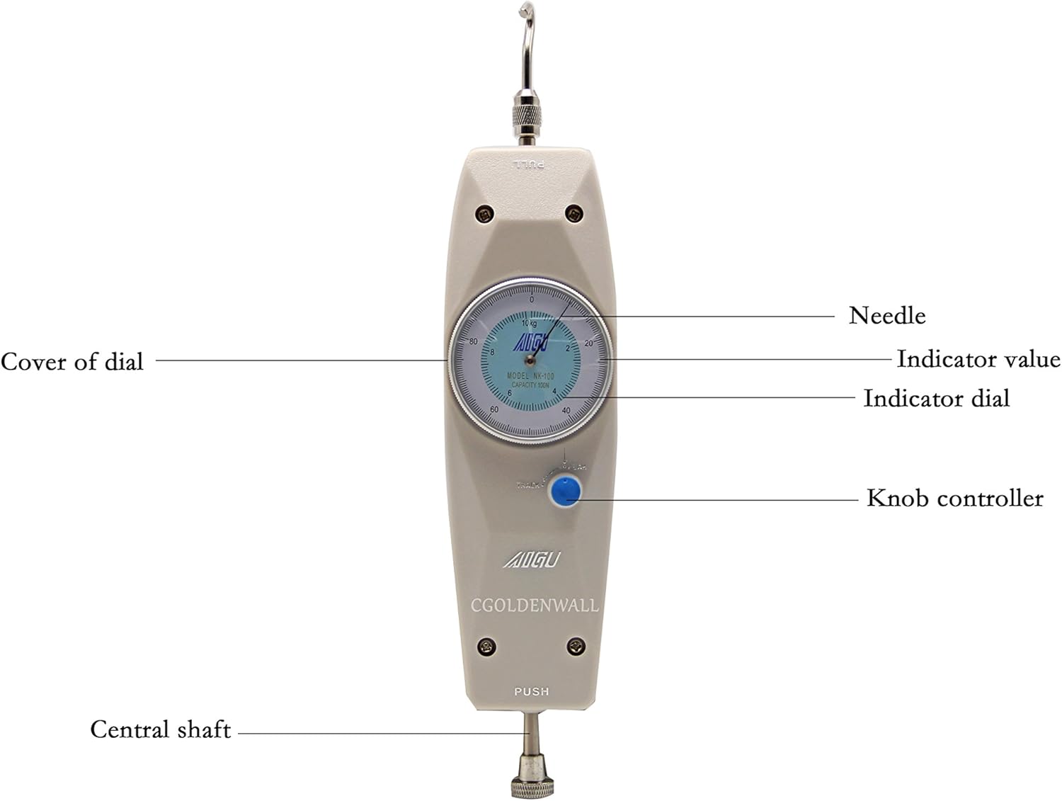 CGOLDENWALL professional handheld push pull force gauge tester 100N /10Kgf