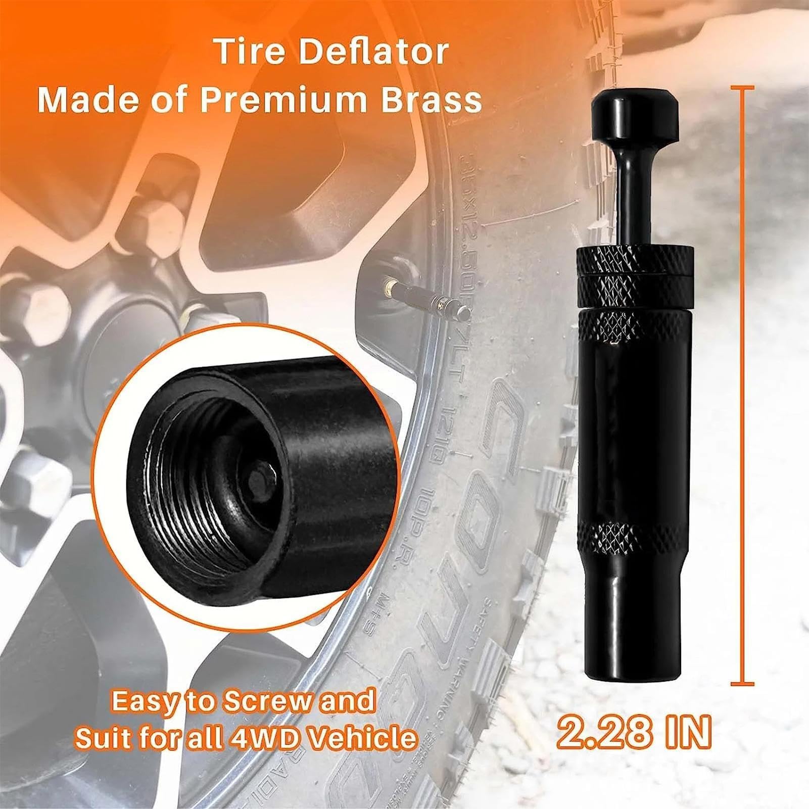 Generisch Lot de 4 soupapes de dégonflage de pneu - Réduction rapide de la pression - Outil de dégonflage automatique de voiture, entretien des sentiers 4 x 4, kit de valves de pneu SUV universelles