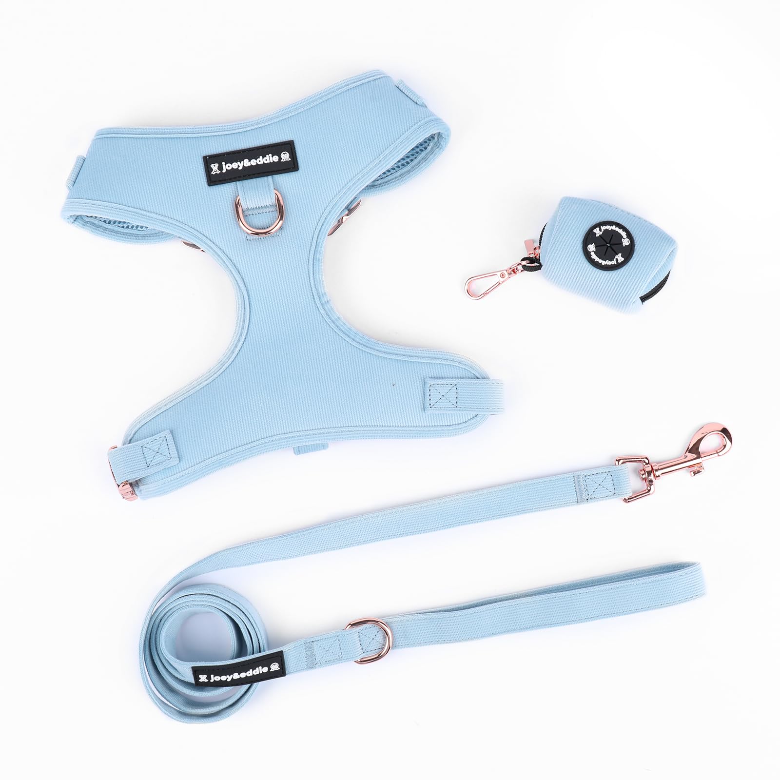 Luxury Corduroy Dog Harness Set, Blue, Small