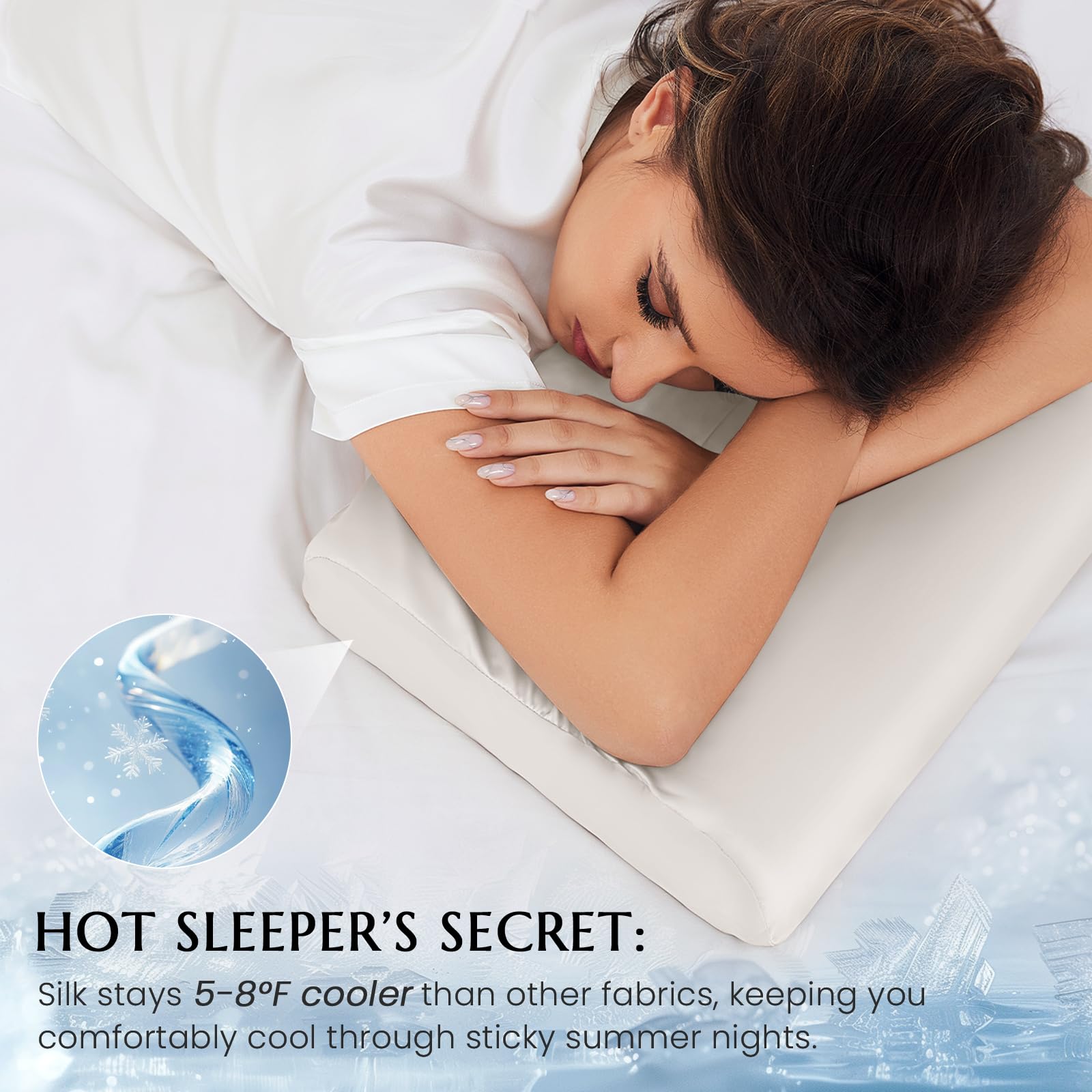 THXSILK - Funda de almohada de seda de morera 100 % para almohada contorneada de espuma viscoelástica, funda de almohada cervical, funda de almohada contorneada, 19 momme (82,5 g/m²), paquete de 1