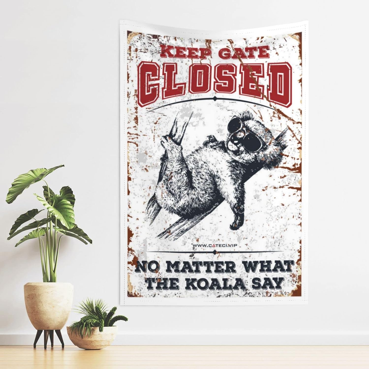 Home Decor for Men Keep Gate Closed No Matter What The Koala Say Tapestry Gaming Room Home Decor Men(75X100CM)