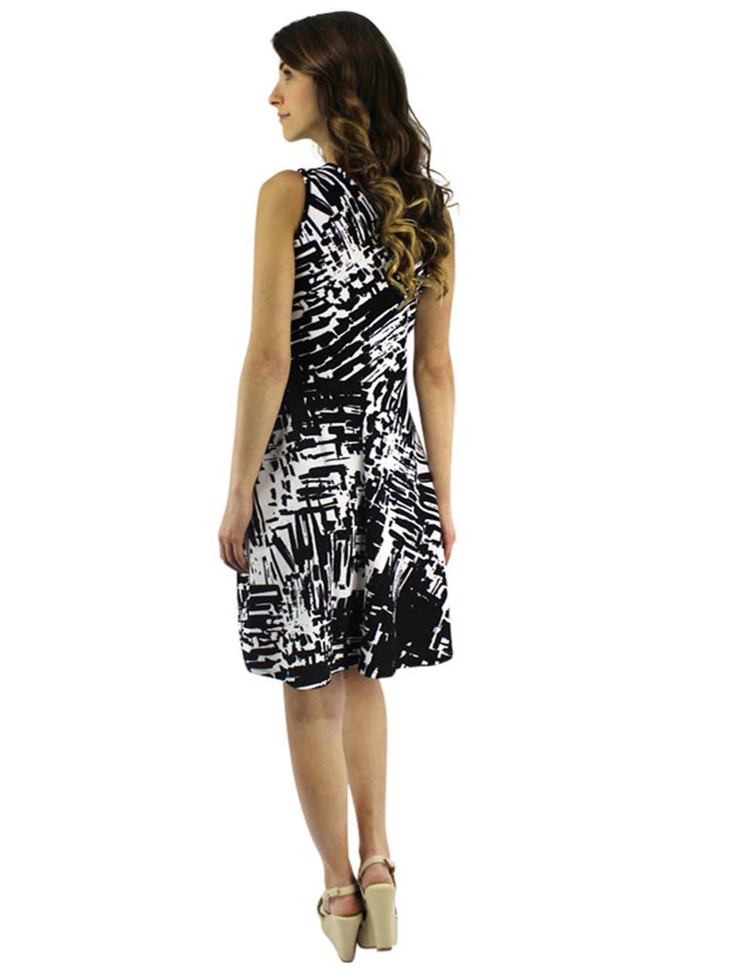 Women’s Mini Dress – Sleeveless – Abstract Print – Button Front – Tied Straps – Relaxed Fit main image 1