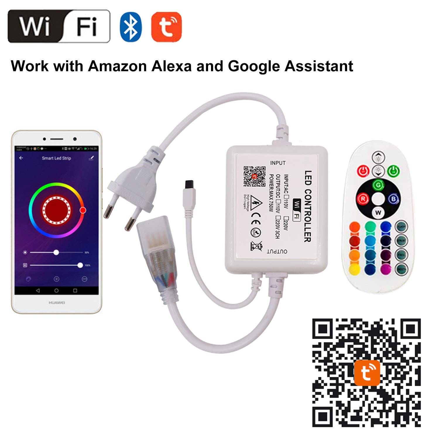 XUNATA 20m Luz de Neón WiFi RGB con Control Remoto, 220 V Impermeable y Tira de LED Flexible, Sincronización de Música, Control de Aplicaciones