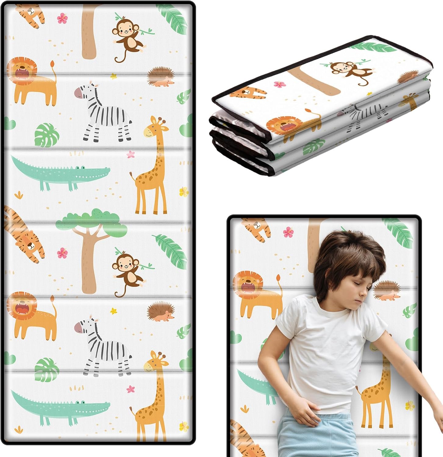 Ceenna Toddler Mat for Preschool Daycare Folding Portable Sleeping Mat 45.3 x 19.7 x 0.6 Inches Portable Toddler Rest Mat for Boys Girls Kindergarten Classroom Travel Home School Supply Animal (image different).