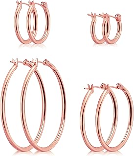 Gold Hoop Earrings Set for Women,14k Gold Plated Gold Hoops with Sterlin...