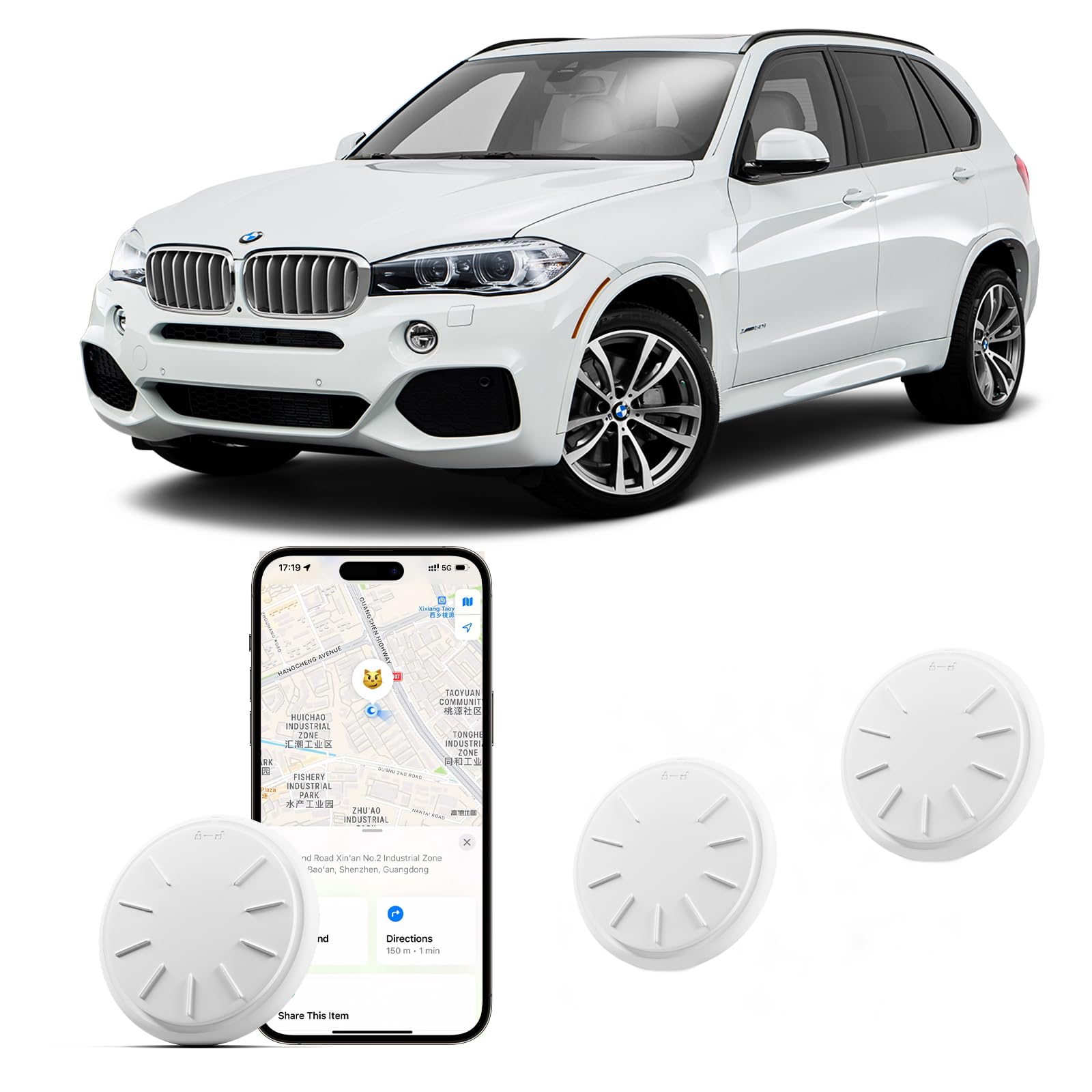 Confezione da 3 targhette tracker con custodia impermeabile per chiavi, portafoglio, ecc., funziona con l'app Find My (solo iOS)