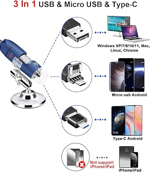 Jiusion 2K 2560x1440P USB Digital Microscope for Android, Windows & Mac