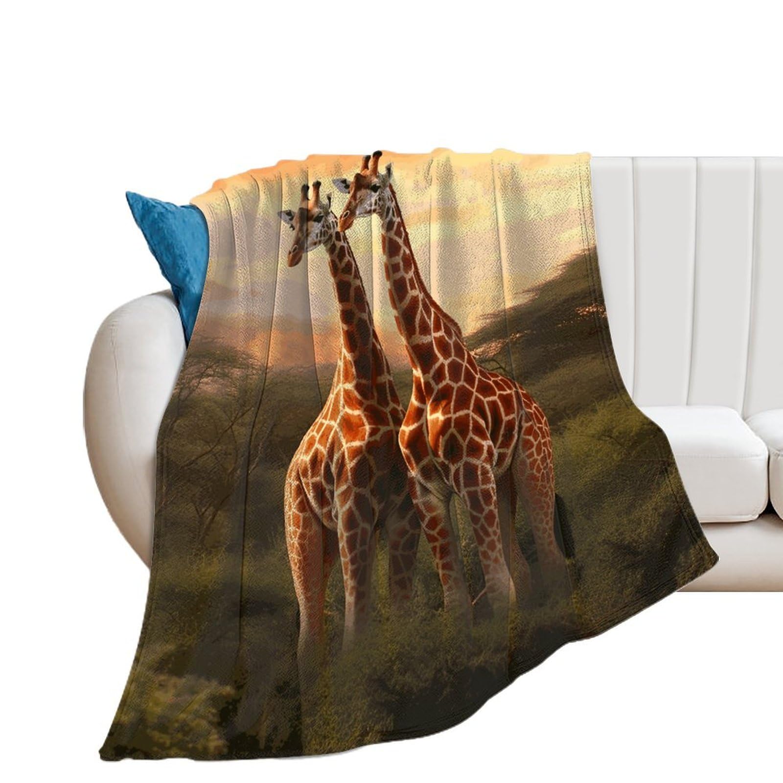 Couverture douce et chaude motif couple de girafe, le cadeau de mariage idéal