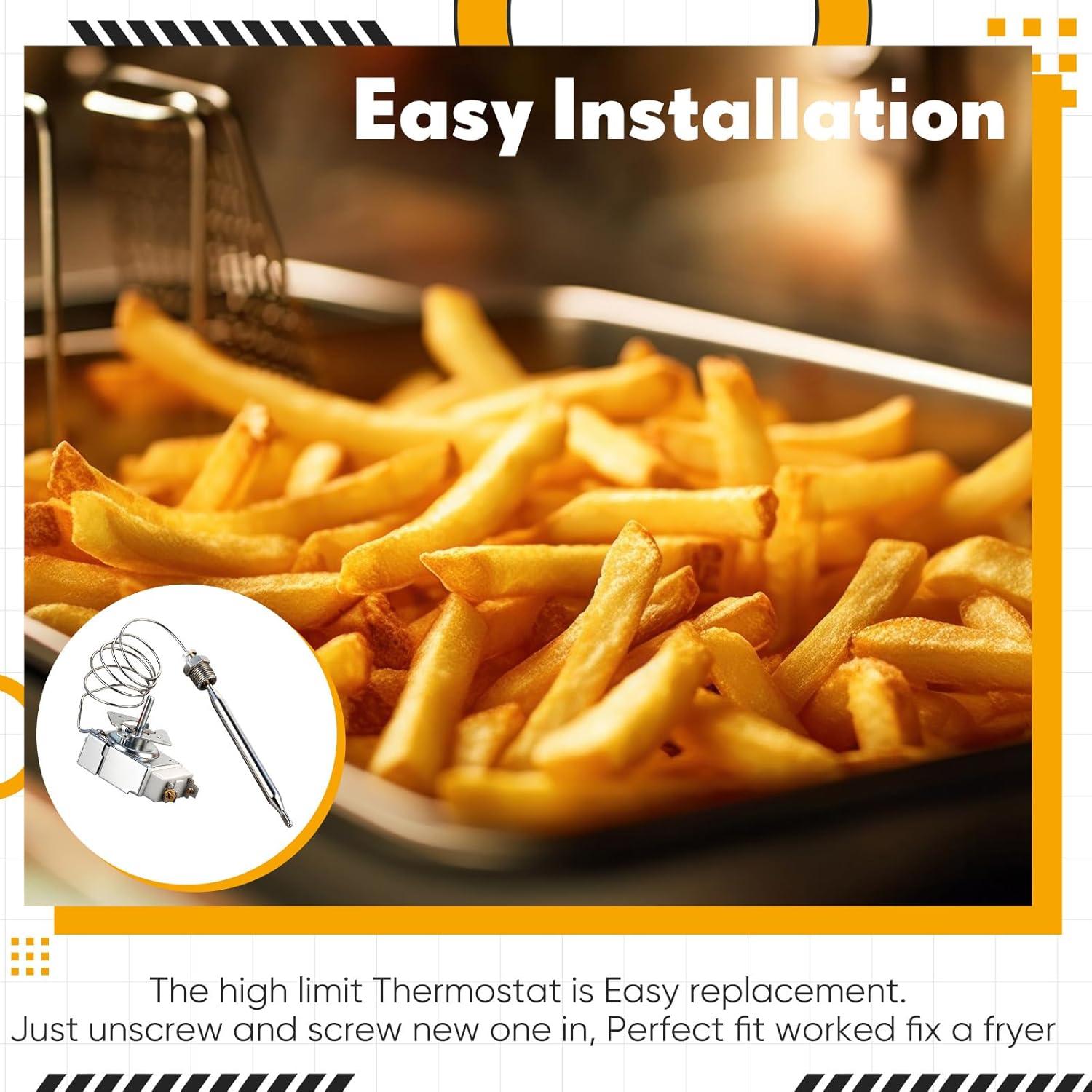 Thermostat for Deep Fryer with Knob Compatible with Adcraft Deep Fryer Mpt Stuff Box Rx Series Millivolt Thermostat 200-400f(Rx-2-24)