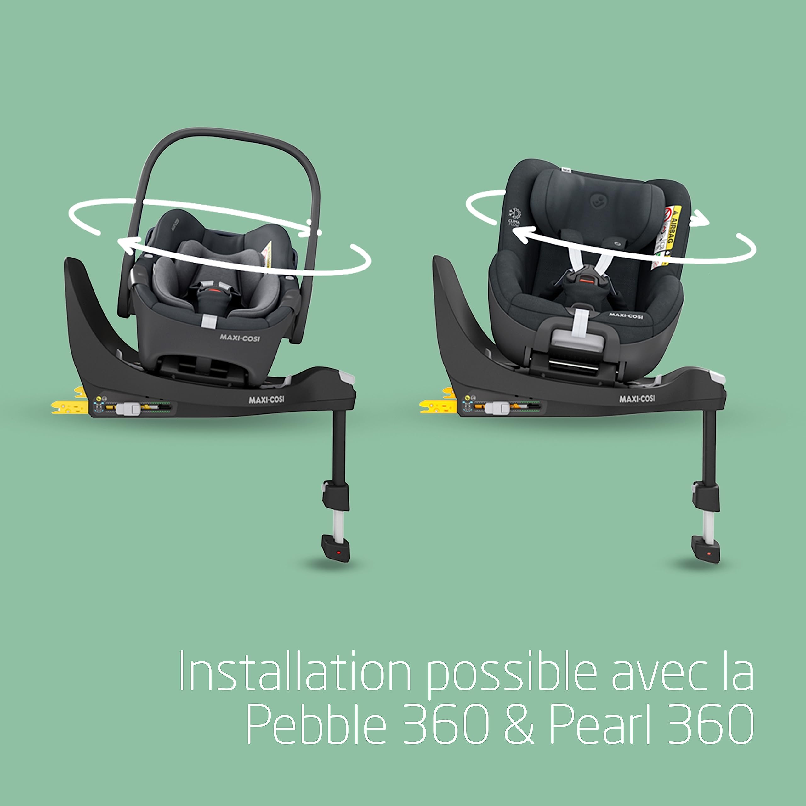 Maxi-Cosi Base FamilyFix 360 i-Size, Base ISOFIX pivotante 360, 0-4 ans, Noir