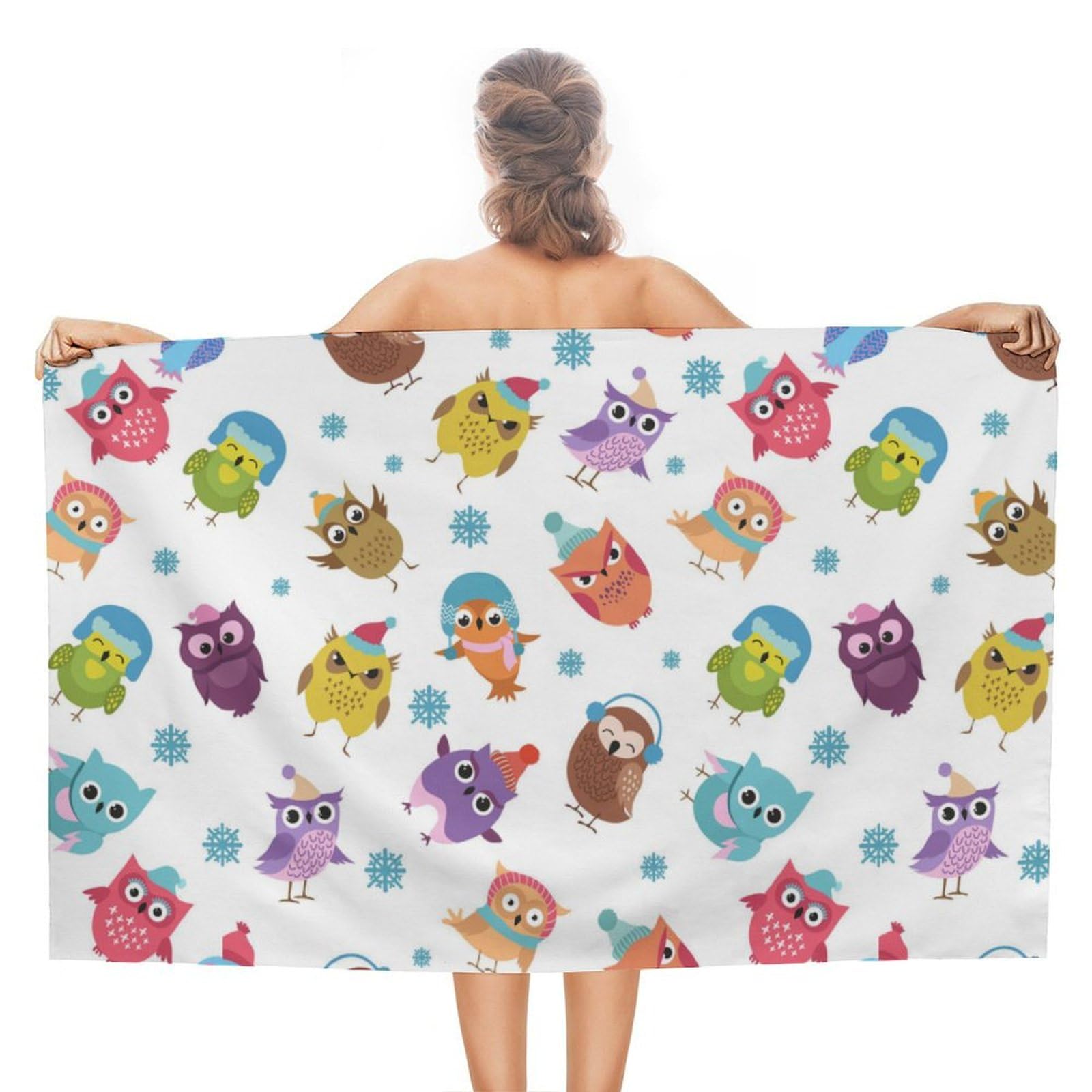 LEDFCVSU Beach Towel, Owl Animal Pattern Bath Towel, Absorbent Towel for Swimming, Sports, Travel