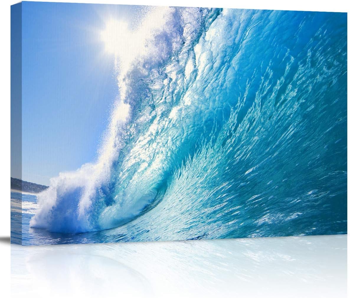 Canvas Wall Art - A Big Wave in The Pacific Ocean - Modern Wall Decor Gallery Canvas Wraps Giclee Print Stretched and Framed Ready to Hang - 24" x 36"
