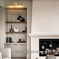 Vista 8 de Luz de cuadro roscada de cableado fijo, luz de cuadro de latón de 24 pulgadas para pared, luces de arte doradas regulables, aplique giratorio