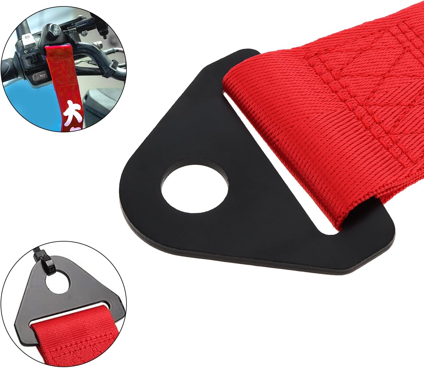 Windance 2pcs Car Modification Red Racing Tow Strap Personalized with Chinese Slogan,Decorative Traction Rope for Front Rear Bumper (Handsome Boy+Seize The Day)