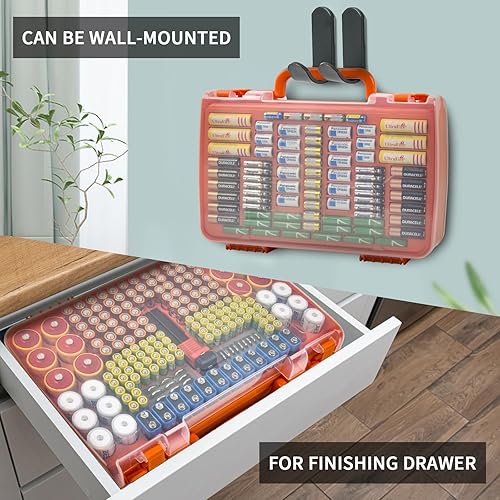 Miniatura 8 de Caja organizadora de baterías con probador, paquete variado de 269 baterías de doble cara, soporta pilas AA AAA 4A C D de 9 V y 3 V de litio LR44