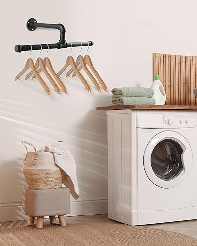 Miniatura 7 de MUZIK Perchero colgante de 18 pulgadas, barras de armario de tubería industrial montadas en la pared para colgar ropa, perchero desmontable