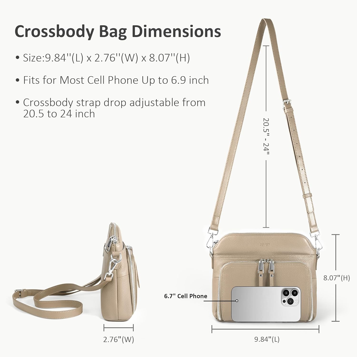 befen Genuine Leather Crossbody Purses for Women, Women's Small Crossbody Shoulder Bag with Built in RFID Wallet - Image 4