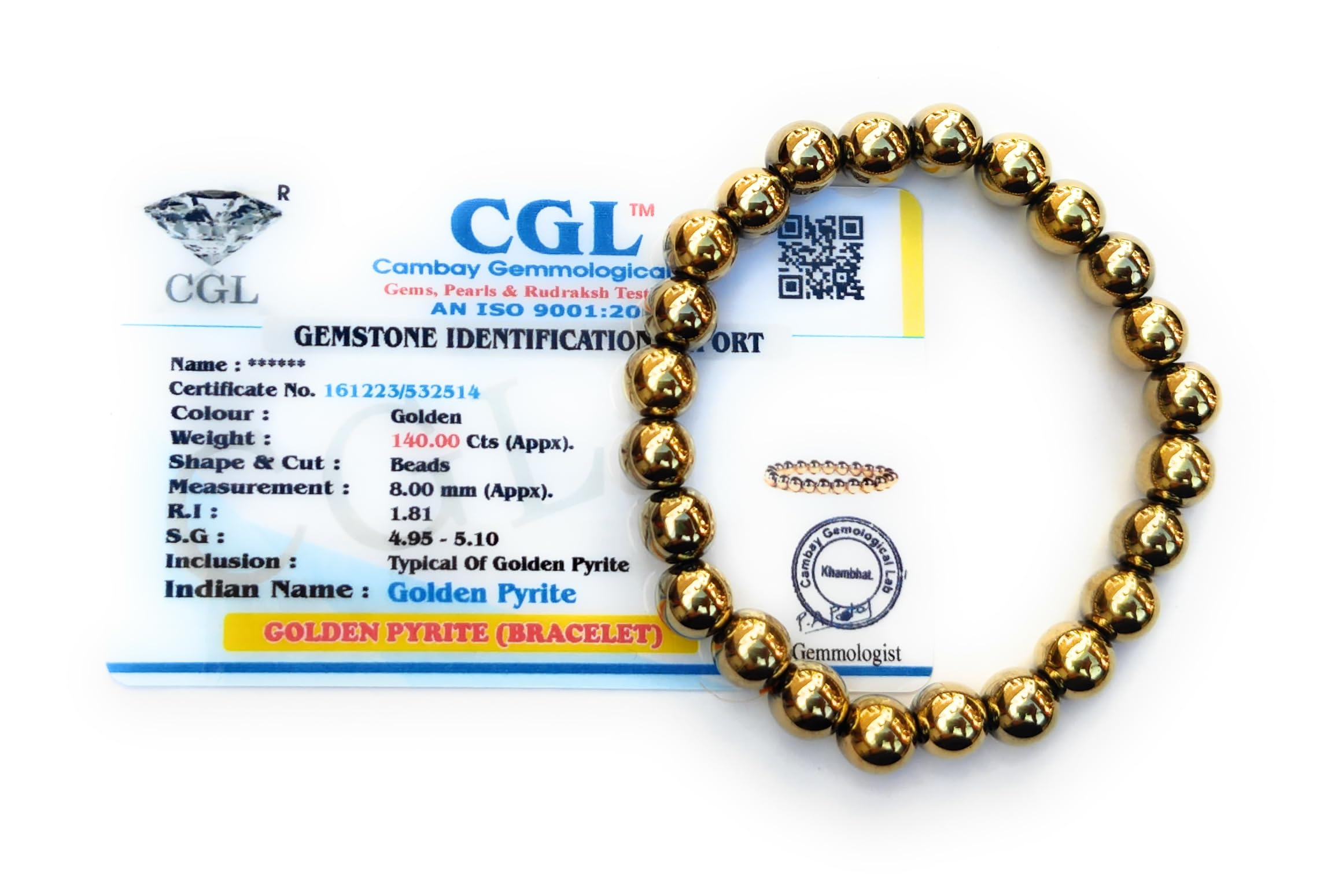 Apnisanskriti Premium Lab Certified 8mm Golden Pyrite Natural Reiki Feng-Shui Healing Round Crystal Gem Stone Beads Bracelet (AAA Quality, 8mm, Free Size) For Men, Women, Ladies, Boys - Pack of 1 (B0BY8WGNZ6) Amazon Price History, Amazon Price Tracker