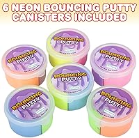Vista 2 de ArtCreativity Masilla rebotadora para niños, juego de 6, cada recipiente incluye 2 colores, recuerdos de fiesta de cumpleaños y juguetes