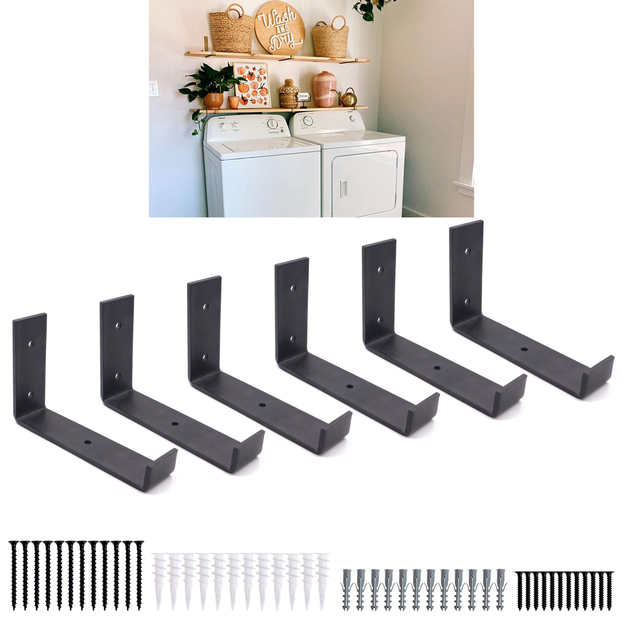 Buy Shelf Brackets 6 Pack Heavy Duty Floating 11.25"L x 6.0"H x 1.5"W