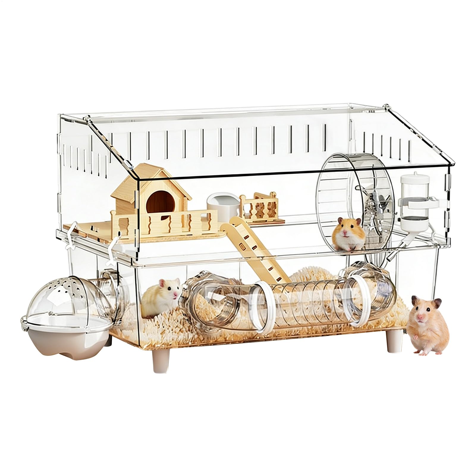 Jaula Grande de Hámster - 45x30x34,3 cm Jaula Extraíble con Enriquecimiento, para Roedores - Casa de Juego para Animales Pequeños para Viajes al Aire Libre