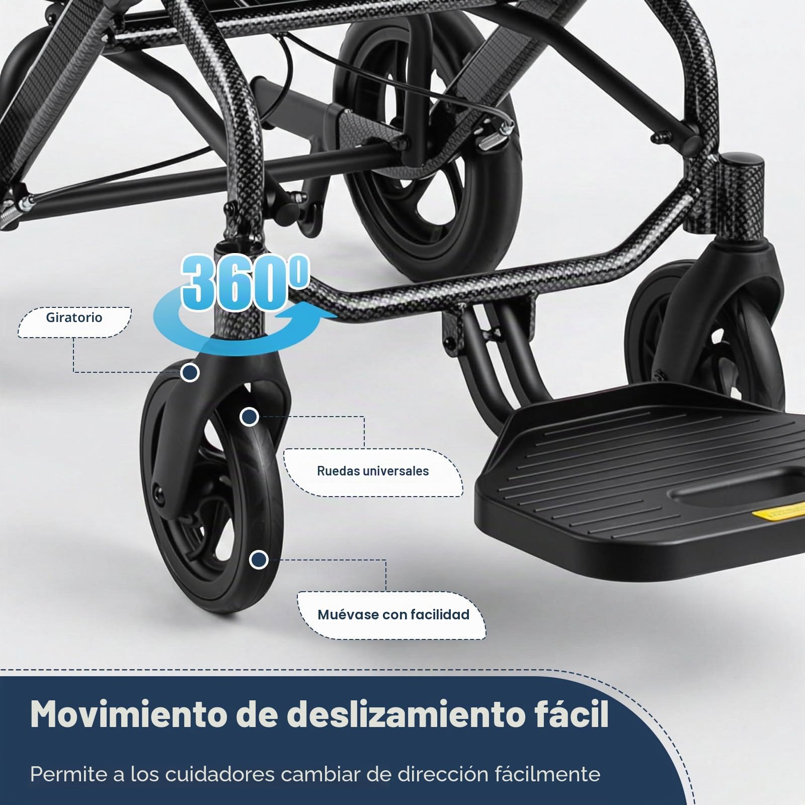 Silla de ruedas reclinable plegable con respaldo ajustable | Tumbona para adultos con 90°-175° ajustable 286,6 Lbs capacidad de carga y cinturón de seguridad para ancianos embarazadas