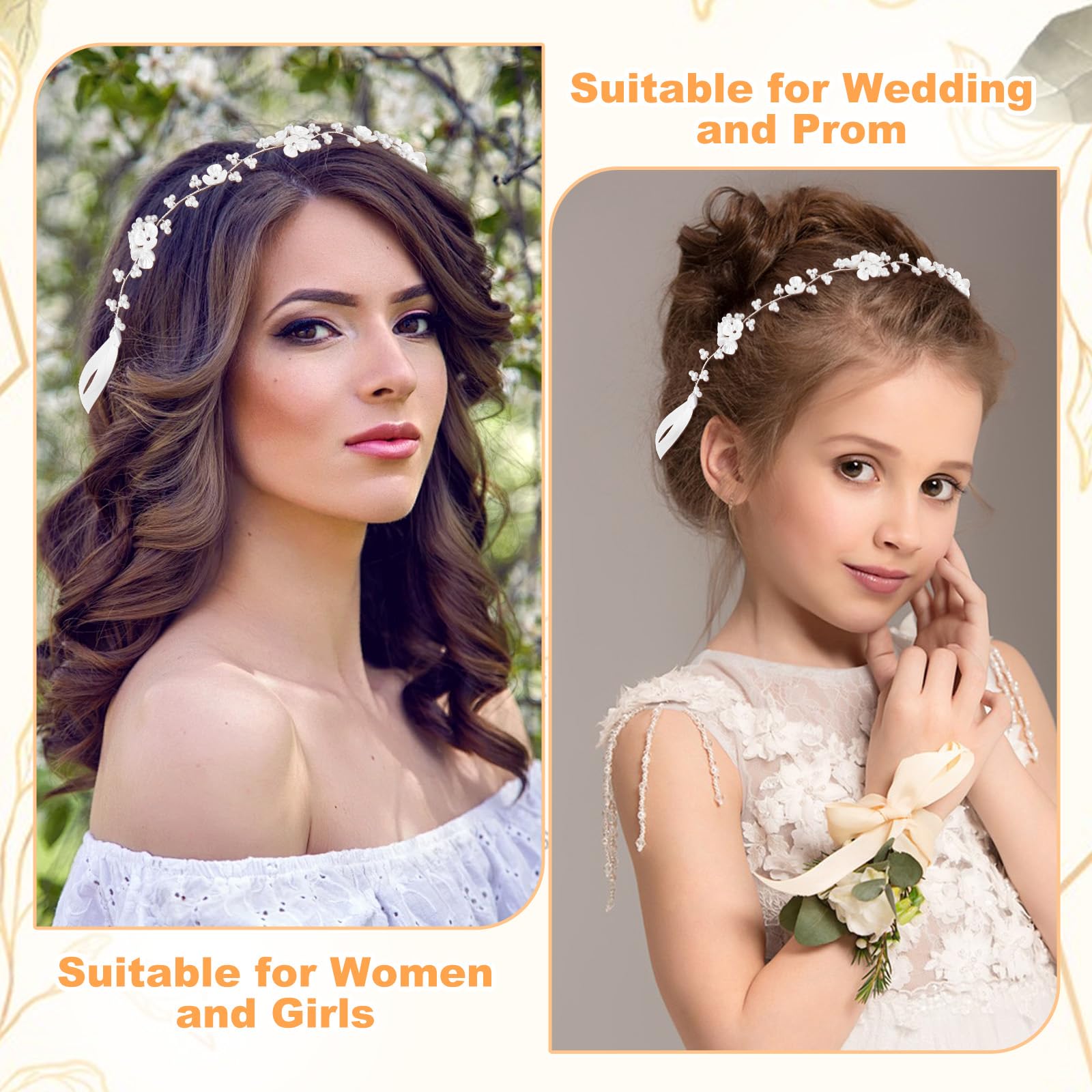 Coroncina Comunione Bambina - Cerchietto Con Perle Bianche Per Feste E Matrimoni - Regolabile - Foto 8