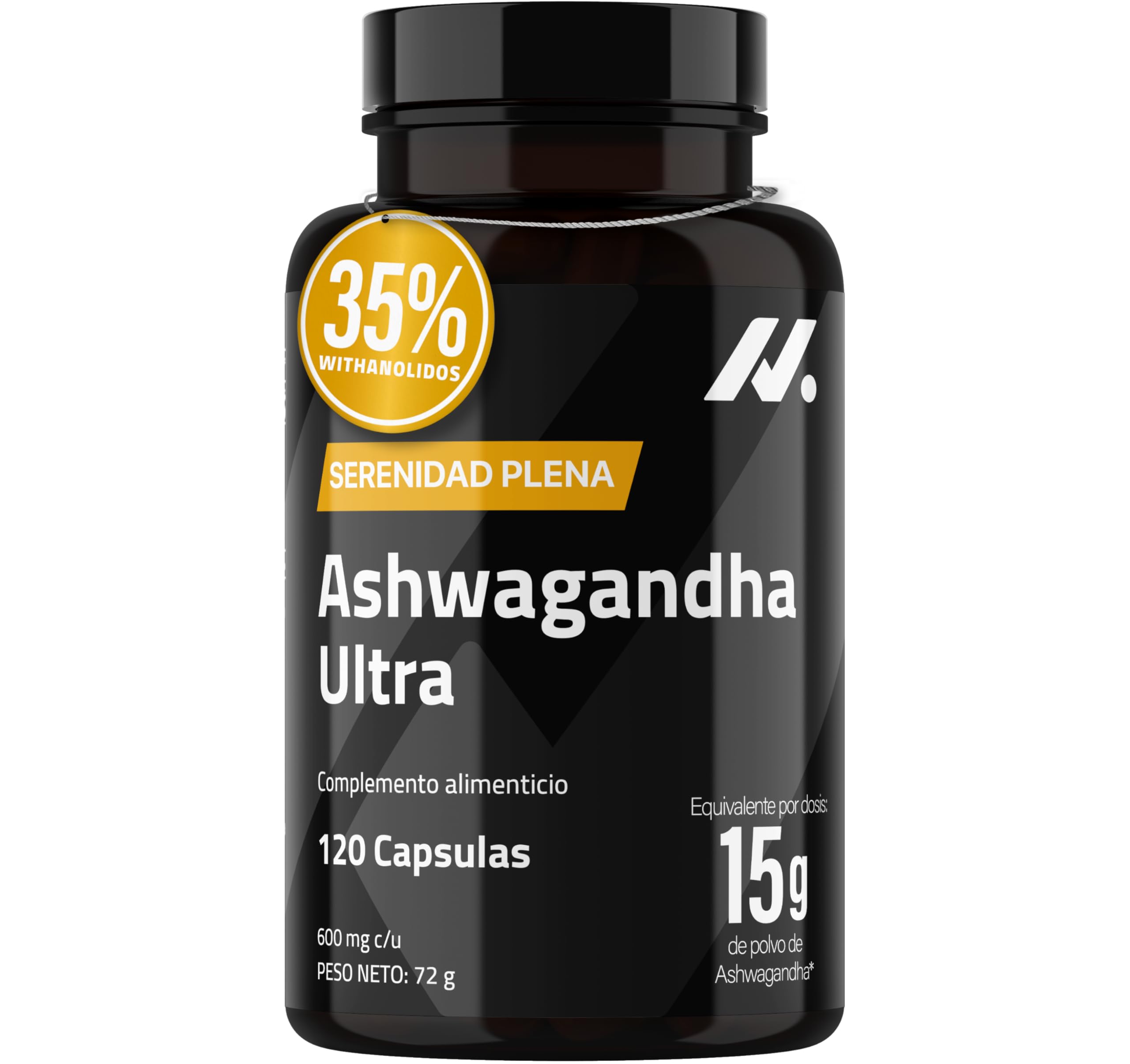 Ashwagandha Shoden Ultra® 35% Withanólidos – 15.000 mg equivalentes | 7x más concentrado que Ashwagandha KSM-66 | Apoyo a la concentración, sueño profundo, bienestar general y energía | 120 cápsulas