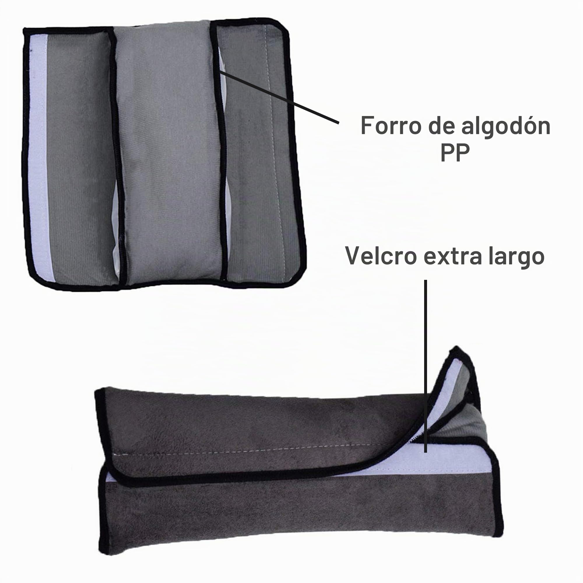2 Funda Cinturon Coche Protector 2 Almohadillas para Cinturón Cojín de Coche,Auto Almohada Para Cinturón,Protector Cinturon Coche Niños,Cinturones Coche para Viajes Niños Bebés Adultos (Gris)
