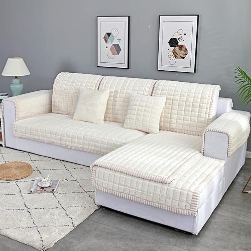 Miniatura 2 de vctops Fundas de lujo para sofá modular de piel sintética de conejo, funda cálida y gruesa para sofá, funda súper suave y sólida para sofá,