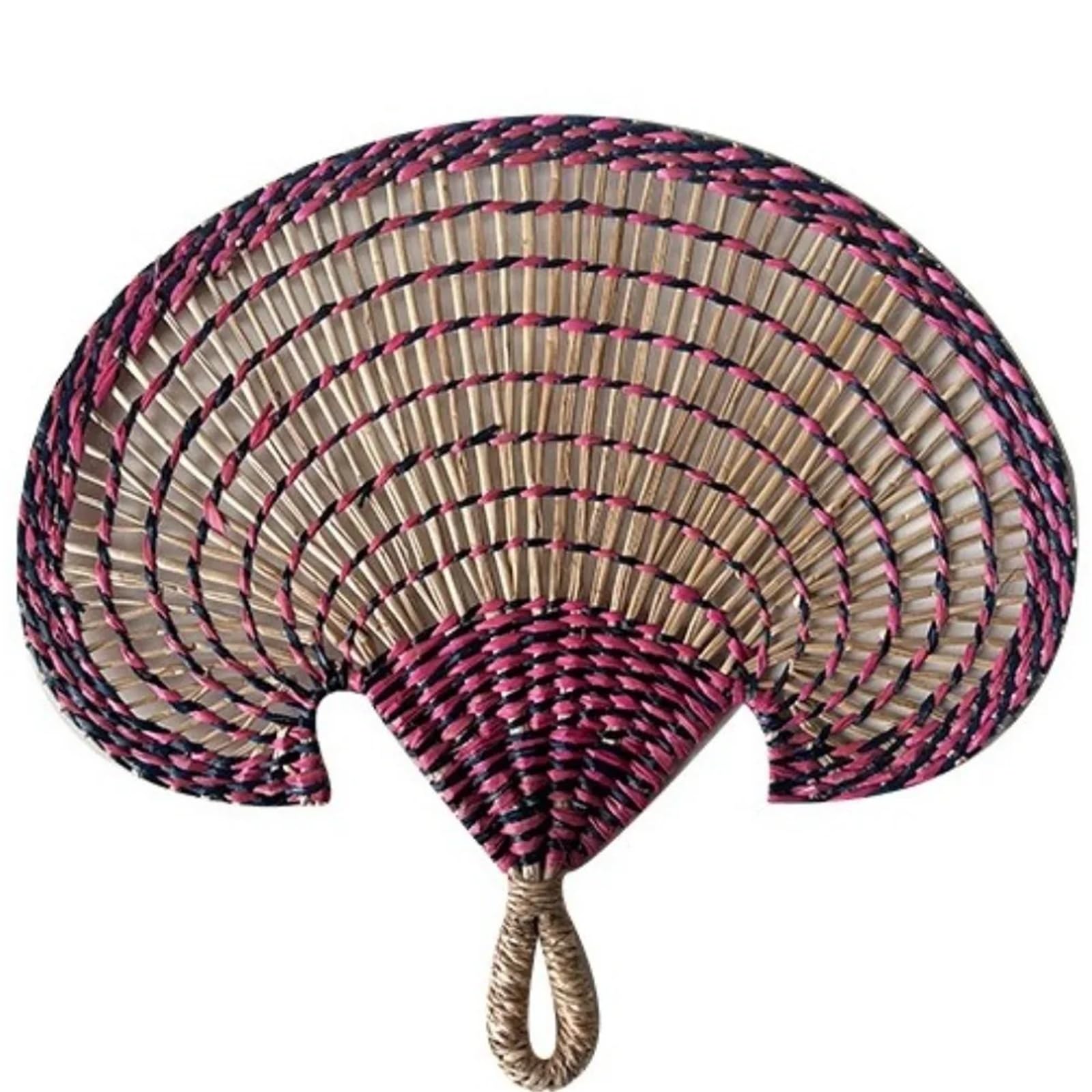 WJLYDM Portable Hand-Woven Handheld Fan Ancient Decorative Hand-operated Straw Cattail Room(Rose Red)