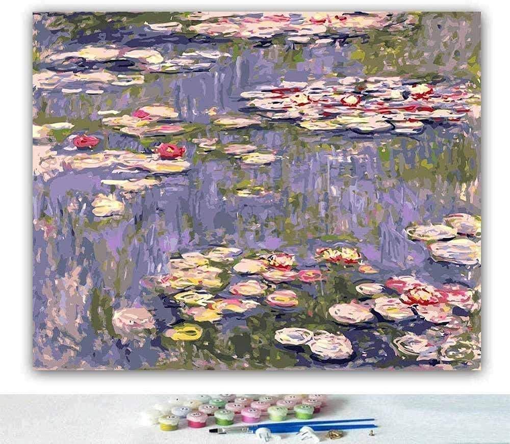 Amazon.co.jp: DIY 数字油絵、数字油絵、モネの睡蓮、フレーム付き