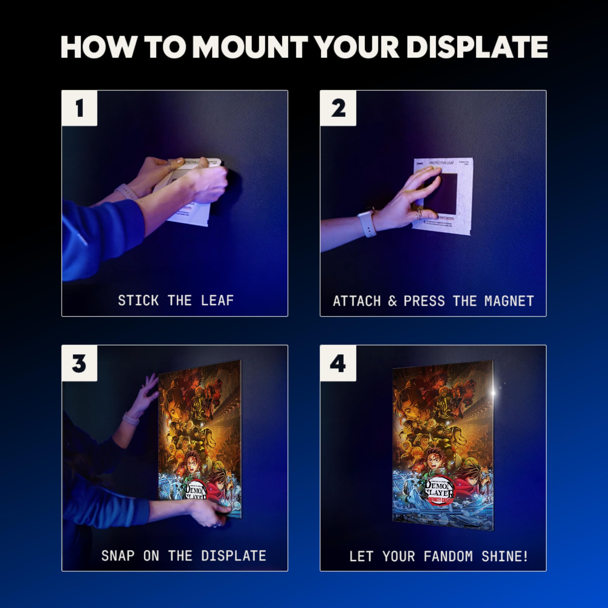 Displate Metall poster Demon Slayer Infinity Castle - The Final Größe L | Bilder Wanddeko Wohnzimmer & Schlafzimmer Wandbilder, Geschenk. Wandkunst mit Magnet-Befestigung, ohne Bohren.