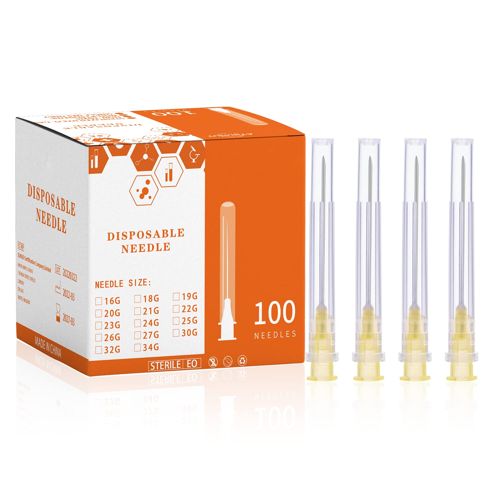25Ga 1inch/25mm Disposable sterile Needles,Pack of 100 — Amazon image 13