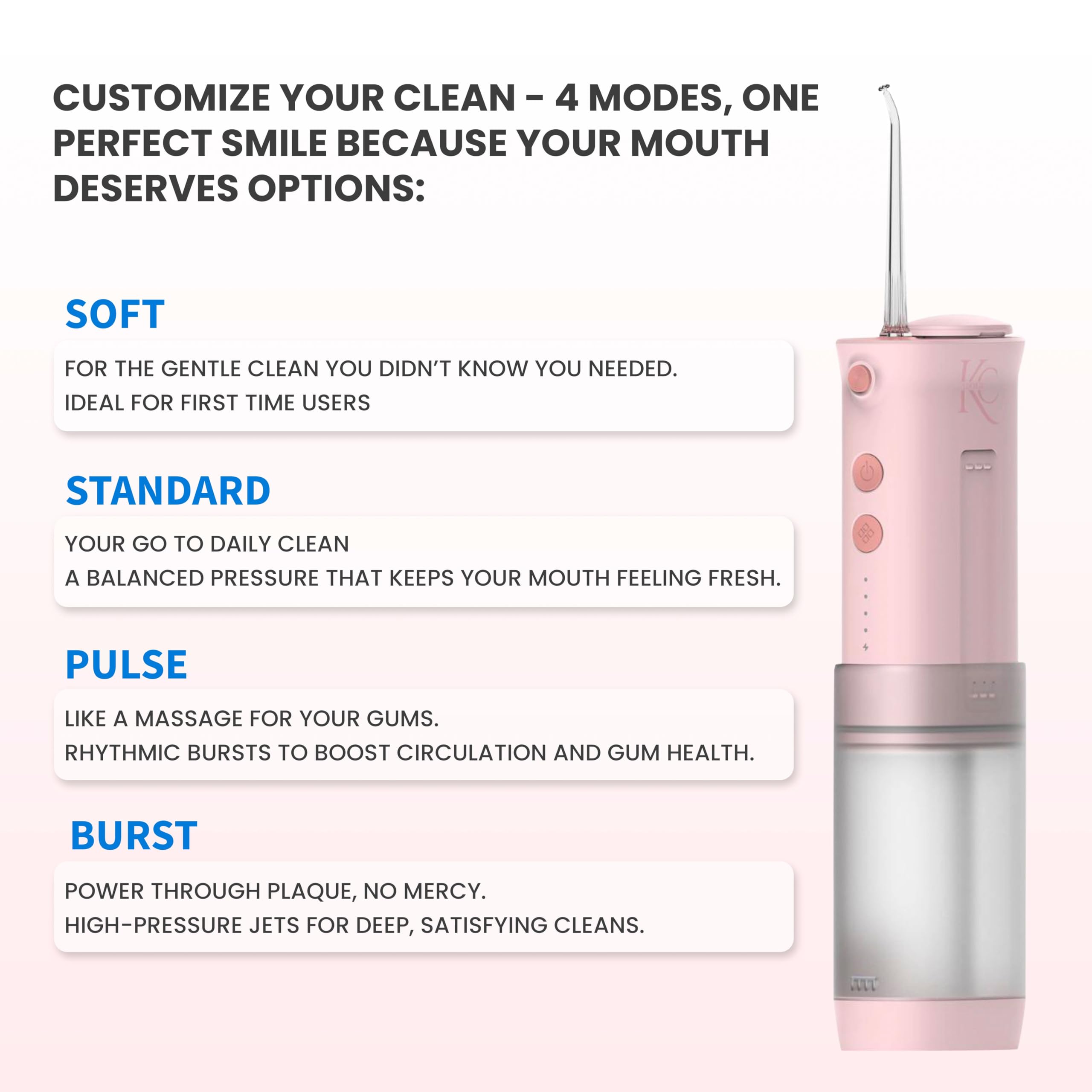 Irrigador dental portátil (rosa)
