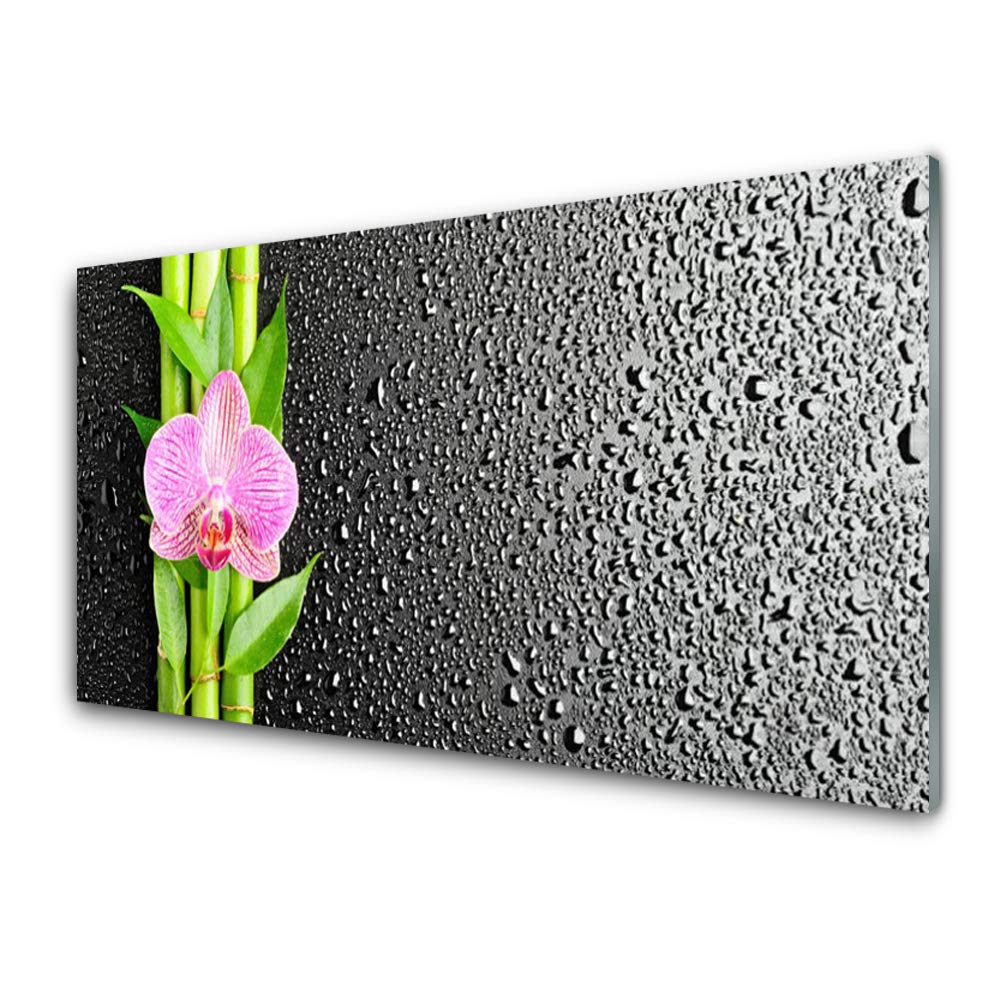 Impression sur verre acrylique Tulup 100x50cm avec motif de bamboo floral pour décoration murale