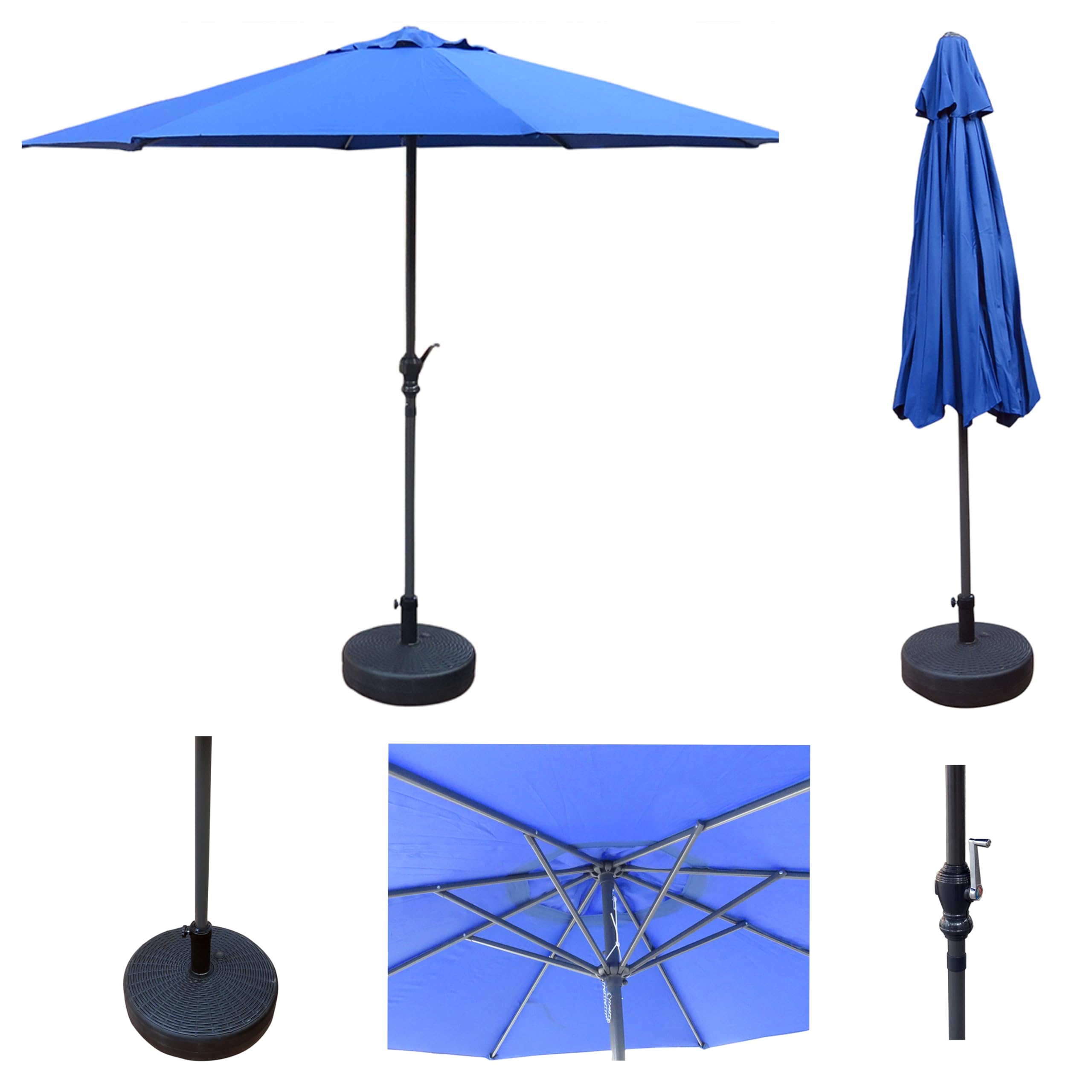 AMAZE" (With 23 Lit., Hollow Plastic Base Patio Garden Farm house Beach Swimming pool Sun shade Umbrella -2.7 Meters - BLUE-image-1